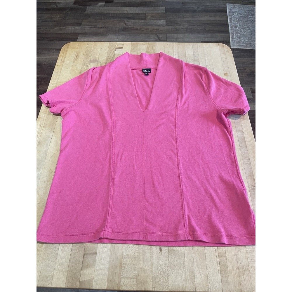 Rafaella Barbie Pink Short Sleeve Sporty Top Collar Sz L Golf Slight Crop Tennis